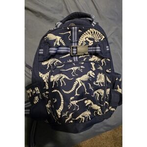 Pottery Barn Kids Dinosaur Skeleton Backpack Navy Blue Fossil Print Small